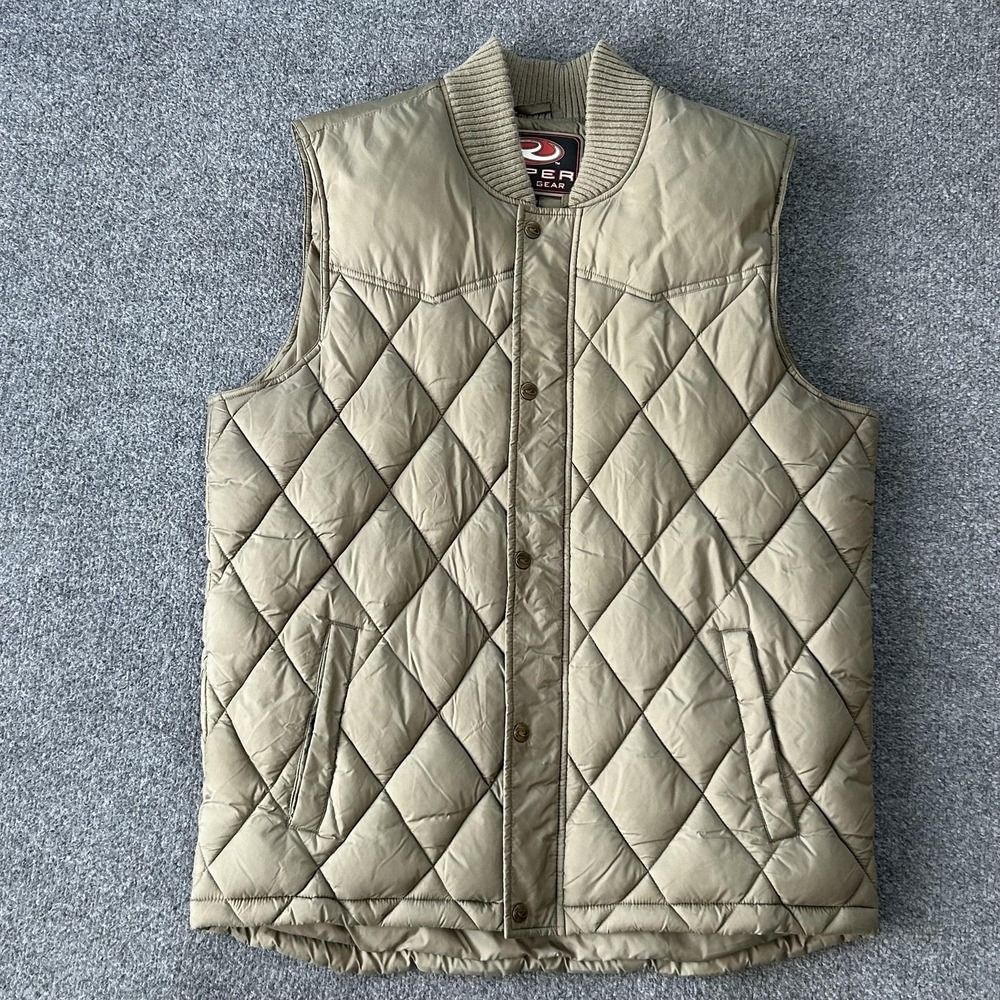 Roper Range Gear Vest Mens Large Tan Quilted Nylon Western Puffer Insulated